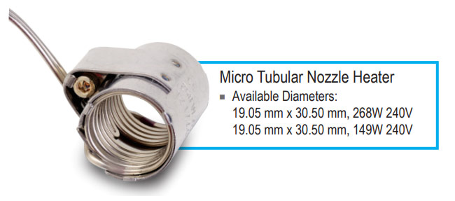 Micro tubular coil heater nozzle layout